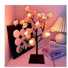 Cute  Pink LED Rose Tree Night Light, Color Changing Aesthetic Flower Lamp, USB Bedroom Desk Decor, Dreamy Room Decor Gift For Girls & Teens - 粉色 - 查看 10