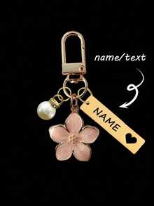 1个定制金属樱花钥匙扣，个性化不锈钢钥匙圈，可刻字，时尚复古，简约独特，秋季新款设计，男女通用，轻巧优雅的樱花造型，带吊牌，适合挂在包包、车钥匙上，情侣及节日礼物之选，精致浪漫