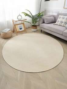 1pc Soft Cream-White Pineapple Plush Round Mat - Anti-Slip, Durable Polyester Floor Mat, Suitable For Bedroom Or Living Room Decor, Holiday Gift, Bedroom Carpet, Comfortable Home Accessory, Modern Round Pad, Decorative Rug, Bedroom Decor, Small Rug, Carpet, Home Decor, Living Room Rug, Living Room Small Rug - Multicolor - View 2