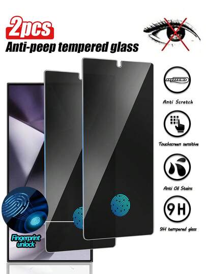 2 buc. Protector de ecran din sticlă securizată anti-zgârieturi, material sticlă securizată, compatibil cu Galaxy S9/S10/S20/S20+/S20 Ultra/ S21 Ultra/S21 /S21+/S22 Ultra/S22 /S22+/S23/S23+/S23Ultra/S24/S24+/S24Ultra//S25/S25+/S25Ultra/S26 Ultra/S26 Plus/S26 modele cu ecran curbat, anti-zgârieturi, anti-coliziune, protecție a confidențialității, accesoriu mobil ușor de instalat. Elemente esențiale de protecție a ecranului, aplicabile pentru protecție zilnică, birou, acasă, protecție zilnică pentru ecranul telefonului, accesorii telefon, protecție pentru ecran de confidențialitate, anti-spionaj, impermeabil, rezistent la șocuri, anti-cădere, rezistent la zgârieturi.