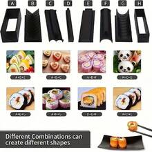 10pcs Sushi Mold Set, Onigiri Mold Kitchen Tools, DIY Sushi Making Kit - Black - View 2