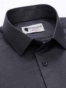 Men's Business Dress Shirts, 38% Bamboo Fiber, 62% Polyamide, Long-Sleeved, No-Iron, With A Slim Fit. Bamboo Fiber: Offers Good Moisture Absorption And Breathability, Is Comfortable To Wear And Naturally Antibacterial. It Is Wear-Resistant And Firm, Making The Shirt Less Prone To Deformation. - 深灰色 - 查看 2
