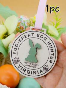 LICVIC Custom Name Easter Egg Hunt Medal Ornament, Easter Basket Stuffers, Home Decor, Personalized Easter Gift And Keepsake, For Family And Friends, Spring Easter Decorations With Bunny Badge Style, Customized Text Detail, Fully Customizable Hanging Decor - Style B - View 11