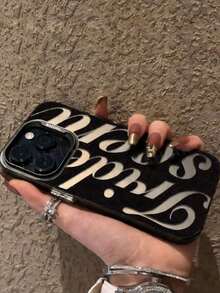 Fashionable Black Line Pattern Design Phone Case Compatible With Apple 17, 16, 15, 14, 13, 12, 11 Pro Max, X, XR, XS Max, 8, 7 Plus, With Shockproof Matte Back Cover Phone Protective Case - Black - View 1