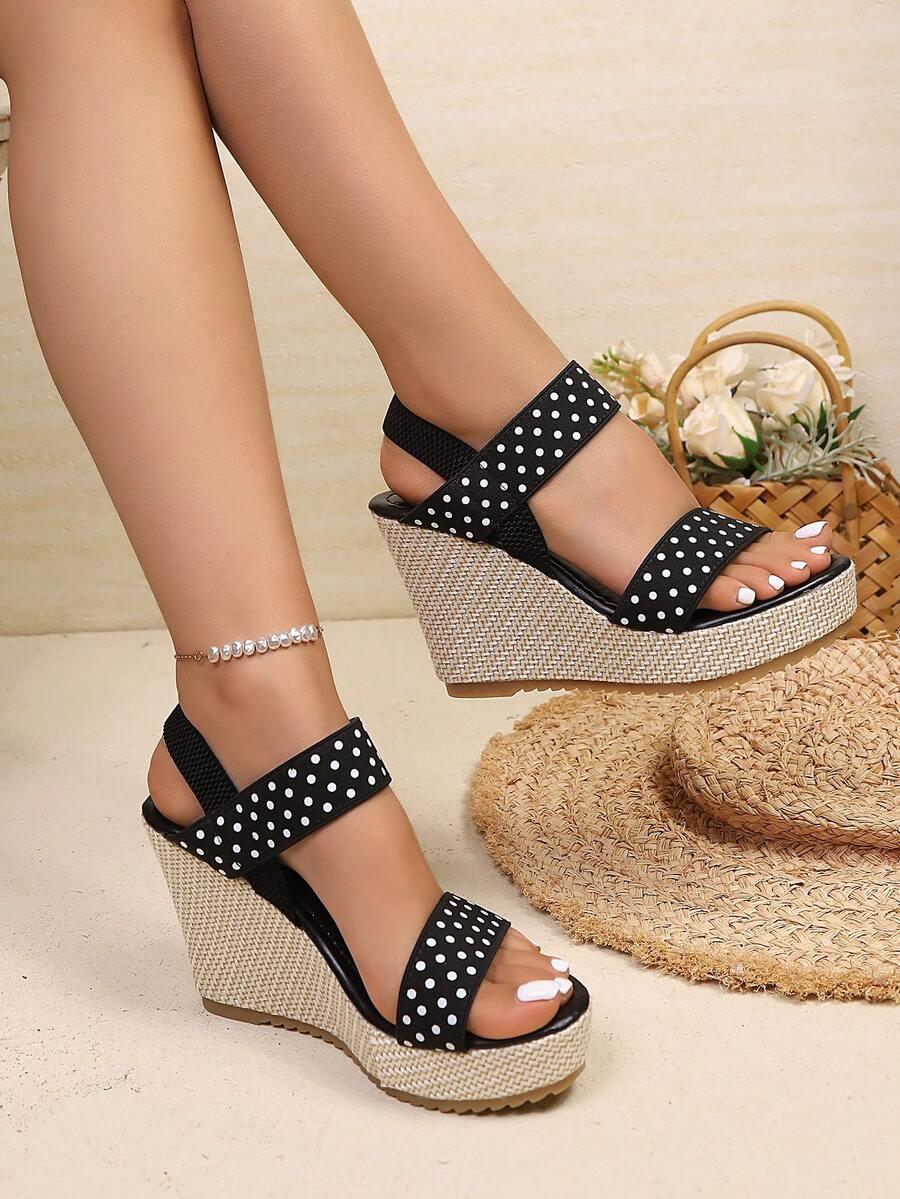 Sandalias de cuña con plataforma para mujer, suela gruesa, tallas grandes europeas y americanas, sandalias de plataforma de cuerda con tacón alto, estilo casual de verano adecuado para la playa, vacaciones y actividades al aire libre, diseño sencillo