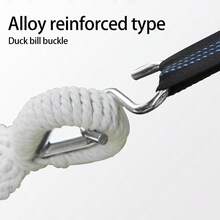 Nouveau style bohème Hamac suspendu pour 2 personnes avec glands, tiges en bois incurvées anti-basculement, complet avec sac en tissu et sangles, convient pour le patio extérieur, le jardin, le camping, l'équipement essentiel pour l'extérieur - Multicolore - Voir 4