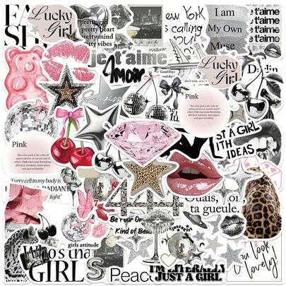 50 pegatinas plateadas de la suerte, pegatinas estéticas, pegatinas Y2K, pegatinas esenciales Y2K, regalos Y2K, pegatinas de San Valentín, pegatinas retro, pegatinas de los 90, pegatinas de vinilo resistentes al agua, adecuadas para sobres, botellas de agua, computadoras, portátiles, teléfonos, equipaje, cuadernos, refrigeradores, etc.