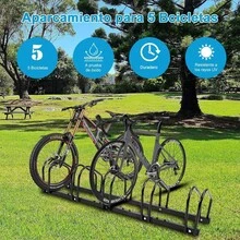 Soporte de Estacionamiento para 5 Bicicleta, Soporte de Almacenamiento para Bicicleta Ajustable, Organizador de Almacenamiento para Bicicleta Montaña Disponible Interior Exterior MTB Carretera - Negro - Ver 1