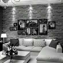 1卷可移除3D浮雕复古砖纹壁炉墙纸贴纸，自粘PVC材质，适用于家居装饰、办公室、客厅、餐厅、浴室、卧室、商业用途、家具翻新 - 灰色 - 查看 8