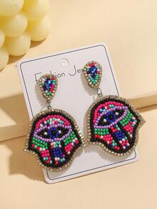 1 Pair Handmade Devil's Eye Beaded Earrings - Women's Fashion Jewelry, Suitable For Theme Parties And Daily Wear - Multicolor - View 3