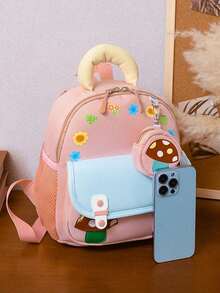 This New Preppy-Style Backpack Features A Small Mushroom Pattern, Is Unisex, Lightweight, And Simple, Making It Suitable For Campus Use Or Travel. - Cartoon Backpack - View 4