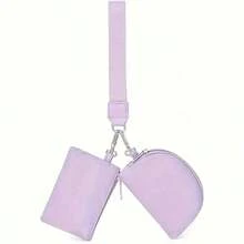 Integrated Portable Card Holder And Small Coin Purse, Multifunctional Zipper Wrist Keychain Organizer, TSA Approved, Casual Style, Polyester Material, No Power Required - 粉色 - 查看 5