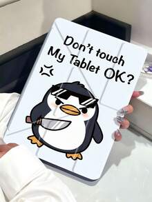 请勿触碰我的设备。可爱卡通企鹅图案平板电脑保护套，兼容 iPad Air 11 英寸 M3 2025 / M2 2024、iPad Air 第五代 2022、iPad (A16) 11 英寸第十一代 2025、三星 Galaxy Tab、Kindle Paperwhite 第十二代 2024。透明背壳，时尚图案保护套，支持自动睡眠/唤醒功能，气囊保护，适合送礼和办公使用。 - 彩色 - 查看 2