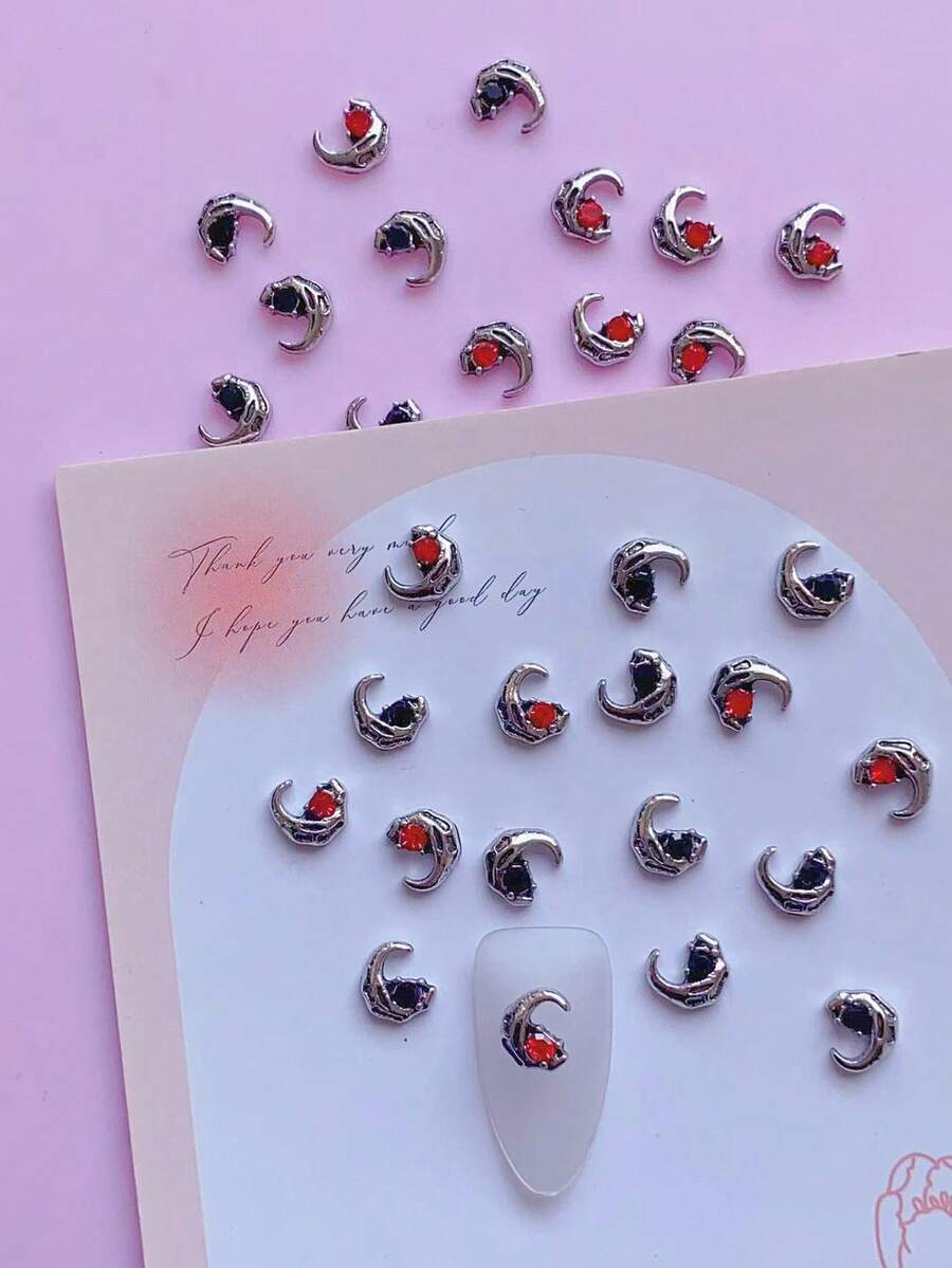 30颗小号合金月亮造型水钻美甲装饰，暗黑风格美甲装饰，DIY美甲饰品，美甲产品，美甲饰品 - 彩色 - 查看 1