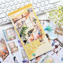 1 pieza Pegatina recortada retro - Libro de pegatinas de película, pegatinas de material PET resistente al agua, adecuado para scrapbooking y diarios - Multicolor - Ver 7