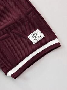 2pcs/Set Young Boy Casual Big Letter Patch Short Sleeve T-Shirt Polo And Shorts Set, Suitable For Summer Casual Outings - Burgundy - View 7