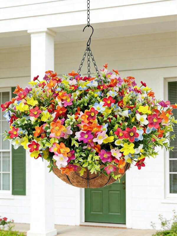 2/4 Bunches Artificial Multicolor Spring Flower Bouquet - UV-Resistant Fake Flower Stems For Home Indoor Vase, Coffee Table Decor, Outdoor Planter, Basket Decoration