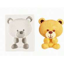 1pc Cute Teddy Bear Handmade Polymer Clay Mold, DIY Plaster Aromatherapy Silicone Mold - Apricot - View 7
