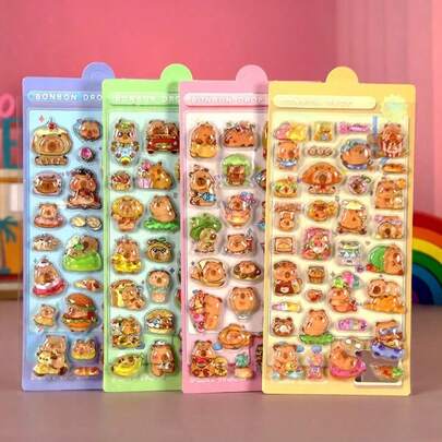 官方授权3D食物、冰淇淋、蛋糕摇摇杯贴纸，儿童3D水晶液体装饰贴纸