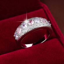 1pc Minimalist Geometric Big Polka Dot Design Cubic Zirconia Inlaid Fashion Ring For Women - Multicolor - View 5