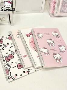 4本/套 可爱粉色螺旋装订 Hello Kitty A5/A7 笔记本，卡通便签本，日记本，账簿，学校及办公用品，返校礼物 - 彩色 - 查看 6
