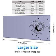 1pc Mysterious Astrology Sun & Moon Clouds Mouse Pad, Minimalist Starry Sky Design Desk Mat, Large Non-Slip Office & Gaming Keyboard Pad - Rectangle - View 2