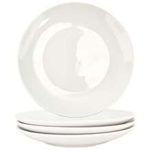 Dinner Plates Set Of 4, 10.3 Inch Ceramic Plates - Microwave, Oven, And Dishwasher , Scratch Resistant - Modern Dinnerware Dish Set For Kitchen Serving - White