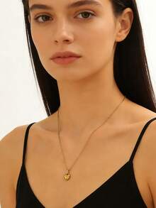 1pc Thick Titanium Steel Heart Pendant Necklace - Heart - View 2