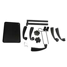 Carro de bandeja para salón con altura ajustable, bandeja rodante de aluminio para tatuajes, con soporte para secador de pelo, ideal para salones de tatuajes, peluquerías y centros de masajes. - Negro - Ver 5