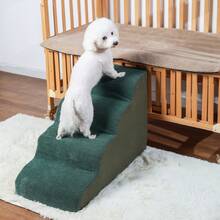 1pc Plush Warm Pet Stair Ramp, Elderly/Small Dog Assistance Ladder, Protect Every Step, Easy Up And Down, Love Lasts Longer. Sofa Bed Dog Steps, Washable Sponge Pet Stairs For Sofa, Bed, Teddy, Small, Elderly Cats And Dogs - Dark Green - View 16