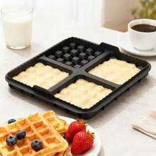 1个方形华夫饼模具，空气炸锅硅胶烤盘，硅胶材质，不粘烤盘，适用于大多数4-7夸脱空气炸锅，可清洗重复使用，可制作比利时华夫饼，可用洗碗机清洗 - 彩色 - 查看 7