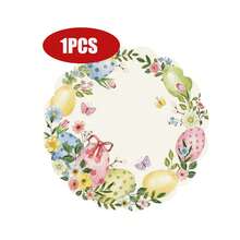 1 pezzo/4 pezzi/6 pezzi/12 pezzi Ghirlanda di uova di Pasqua, Tovaglietta rotonda primaverile di Pasqua, Decorazione da tavola stagionale per cucina e sala da pranzo, 38*38cm, Decorazione pasquale per la casa - Multicolore - Visualizzare 10