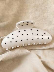 2个/1个 3.62英寸/9.2厘米 黑白波点塑料发夹，时尚百搭，简约优雅设计，纯色发爪，适合日常、休闲、派对、通勤、海滩、度假、扎马尾、盘发、洗脸、化妆等场合，可作服装配饰，女士头巾冬季发饰，女士发爪夹夏季 - 彩色 - 查看 5