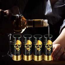 Skull Plastic Shot Glasses Bulk Set Of 4 With Gift Box, 12GA Small Bullet Shot Cups, Christmas Shot Glasses For Whiskey Vodka Liquor, Christmas Gifts Gothic Gifts For Men Women, Black+Red - Đen - Xem 5