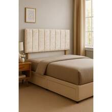 Panel Crushed Velvet 3ft Single Headboard 26inch - Cream - View 9