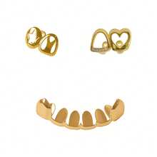 1 Set Hollow Star & Heart Zirconia Embedded Fang Tooth Jewelry, Unisex Daily, Nightclub, Party Accessory Tooth Grills