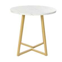 Round Dining Table (1 Piece), Kitchen Table, Unique Metal Frame, Modern Marble Pattern Dining Table, Suitable For Dining Room And Living Room, White/Black - Gold - View 8