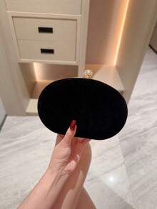 1 Stück schwarze vintage elegante Handtasche mit dickem floralem Muster und Perlenbesatz, passend zu Damenkleider, Cheongsams, Abendgarderobe, modische und elegante Clutch, geeignet für formelle Anlässe, Partys, Hochzeiten und Cocktailveranstaltungen - Schwarz - Übersicht 9