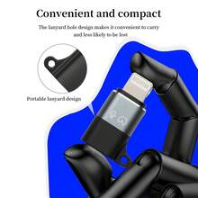 Lightning 转 Type-C OTG 适配器（公头）/ Type-C 适配器（母头），适用于 iOS，支持快速充电，带耳机插孔，兼容 ，可连接无线领夹麦克风、声卡、直播设备、鼠标、键盘，支持 PD 快充 - 黑色 - 查看 6