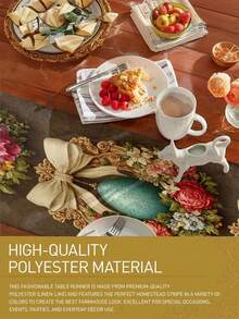 1pc Easter Table Runner With Floral Wreath And Rabbit Patterns | Elegant Polyester Printed Tablecloth For Spring/Summer, Ideal For Family Gatherings, Festive Decorations, And Hotel Displays - Camel - View 6