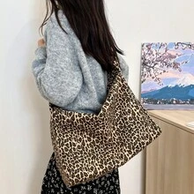 Large Capacity Adjustable Shoulder Bag, Fashionable Leopard Print Crossbody Bag, Campus Student Backpack - Multicolor - View 4