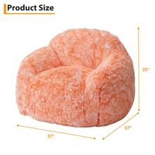 Silla de bolsa de frijol de piel falsa,Sofá de bolsa de frijol de peluche con reposabrazos,Sofá de bolsa de frijol peluche lleno de espuma,Silla pereza acogedora para dormitorio sala de estar lectura - Naranja - Ver 2
