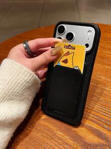 Black Card Holder Wallet + Full Coverage TPU Leather Texture Phone Case Compatible With IPhone 17/16/15 Pro Max/15 Pro/15/14/13/12/11, 13 Pro/14 Pro Max Protective Cover