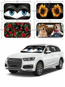 Tấm che nắng kính chắn gió ô tô ngộ nghĩnh, Tấm chắn nắng kính chắn gió ô tô, Phù hợp cho xe sedan, SUV, xe tải | Tấm che nắng mùa hè cho ô tô, Tấm chắn nắng và phụ kiện ô tô phản quang, Tấm che nắng ô tô có thể gập lại, Phù hợp với mọi loại xe - Chặn nhiệt và tia UV, Tấm che nắng cửa sổ trước cỡ trung bình cho xe sedan, SUV, xe tải (Dài 59,06 inch x Rộng 27,5 inch) - Tấm che nắng xe hơi thú vị - Xem 2