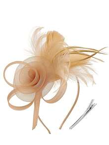 1pc Women Floral Headpiece, With Headband & Hair Clips, Suitable For Ladies & Girls To Wear At Tea Parties,Summer,Beach,Hat,Holiday,Travel - A - View 10