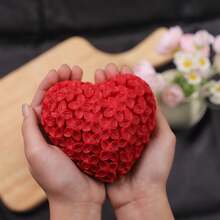 1pc Heart Shaped Fragrance Candle Mold, DIY Handmade Soap Flower Ball Silicone Mold - White - View 3