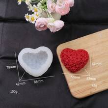 1pc Heart Shaped Fragrance Candle Mold, DIY Handmade Soap Flower Ball Silicone Mold - White - View 8