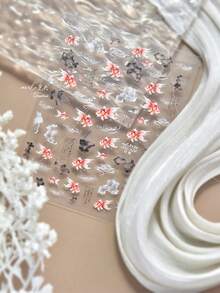 1张高品质优雅中国水墨锦鲤云纹美甲贴纸 美甲设计装饰贴花