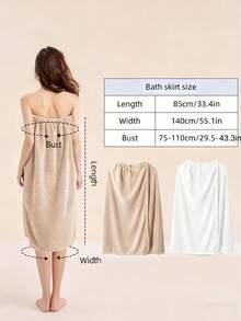 1 pieza Bata de baño de felpa de coral para mujer, tela súper suave de secado rápido, adecuada para sauna/playa/piscina/baño, temporada de vuelta al colegio, con cordón ajustable, estilo moderno, lavable a máquina, alta absorción, 280g/M² - Multicolor - Ver 3