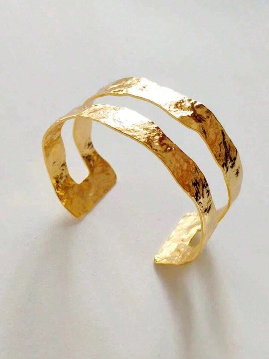 Simple Metal Oepn Braceet Bangle Jewelry For Women Girl Patry - 黃金 - 查看 1